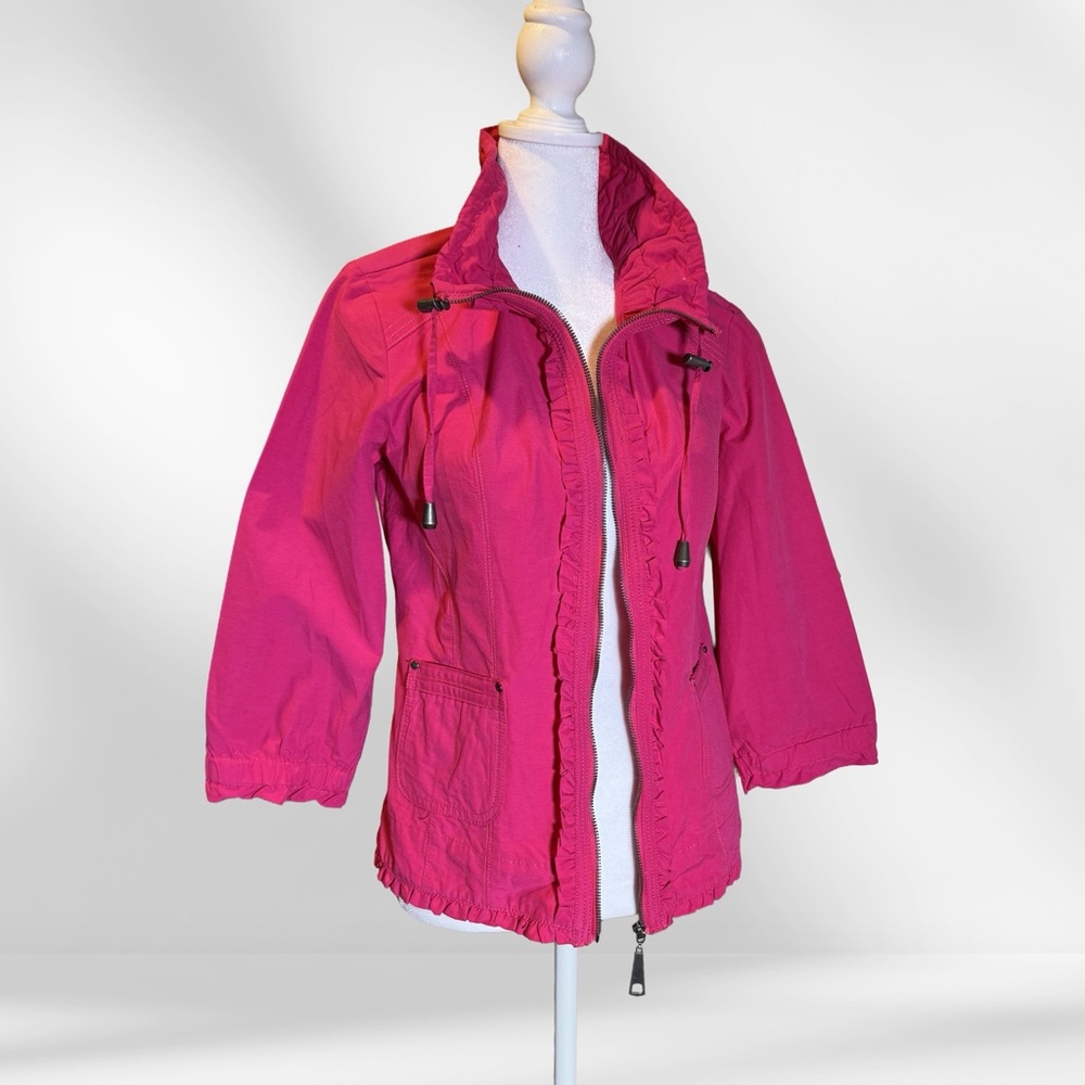 Christopher & Banks S Pink  Pockets Full Zip Cotton Blend Jacket